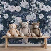 Carta da Parati Floreale Blu Navy 180x260cm 4 mq