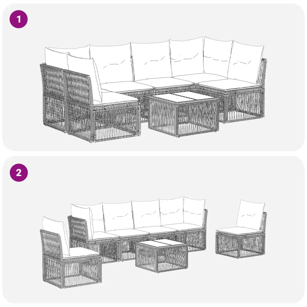 Set Divano da Giardino 7 pcs Nero polyrattan 3434161