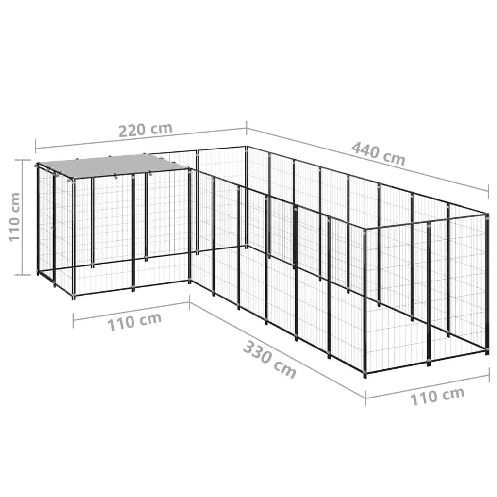Recinto per animali da esterno per cani 6,05 m² 110 cm acciaio nero 02_0000548