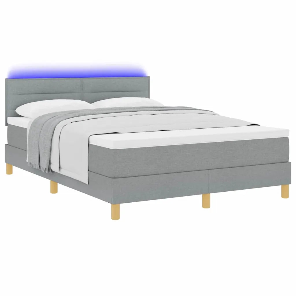 Letto a Sorgente LED Grigio chiaro 140 x 200 cm Tessuto 3342366