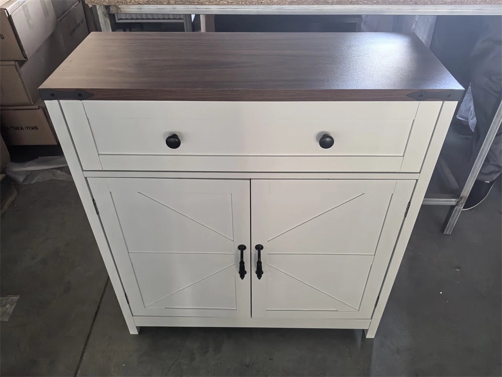 Credenza con 1 cassetto; 2 ante e ripiano regolabile per cucina in MDF 76×30×83 cm bianco