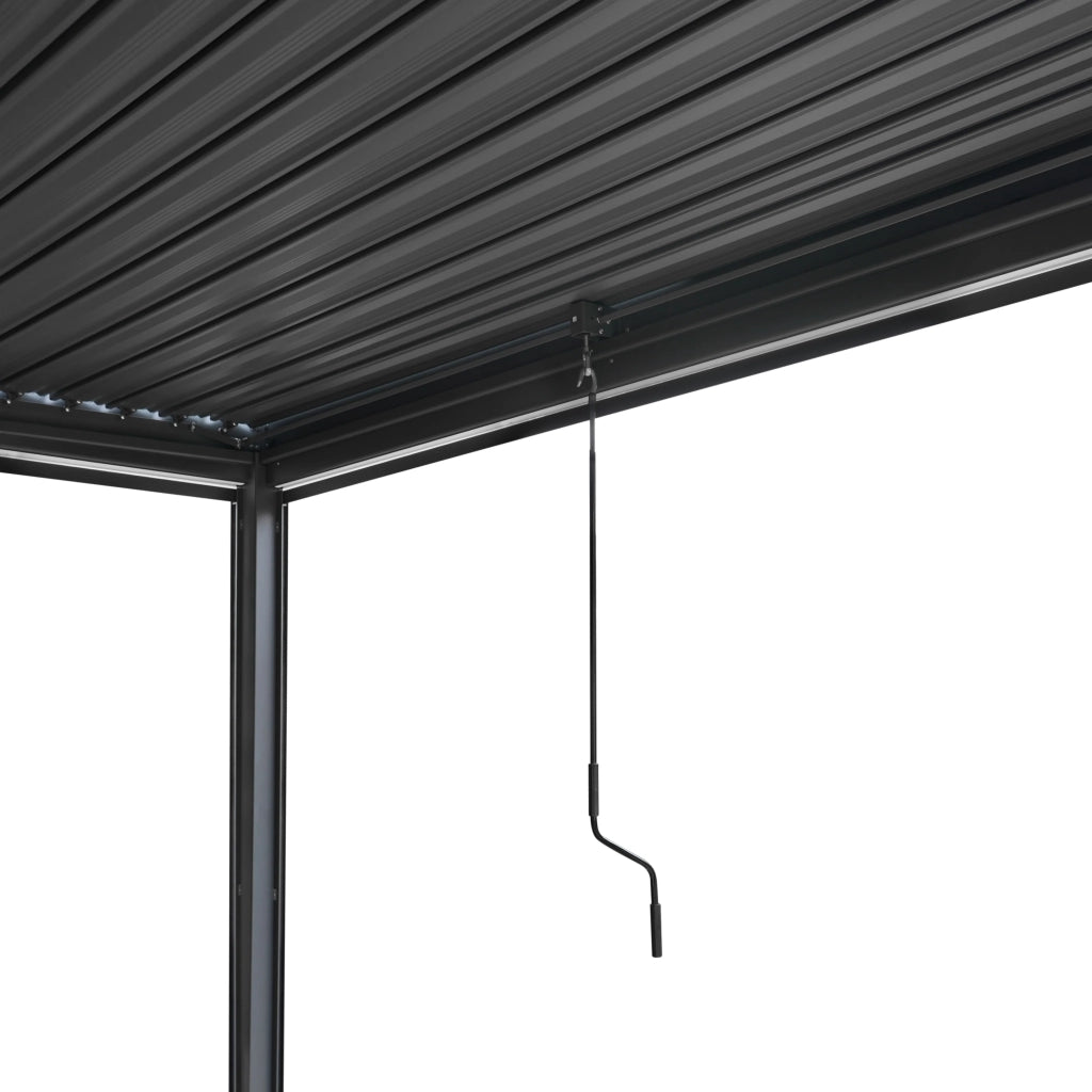 Pergolato in alluminio 3x3m grigio con luci LED e tetto regolabile