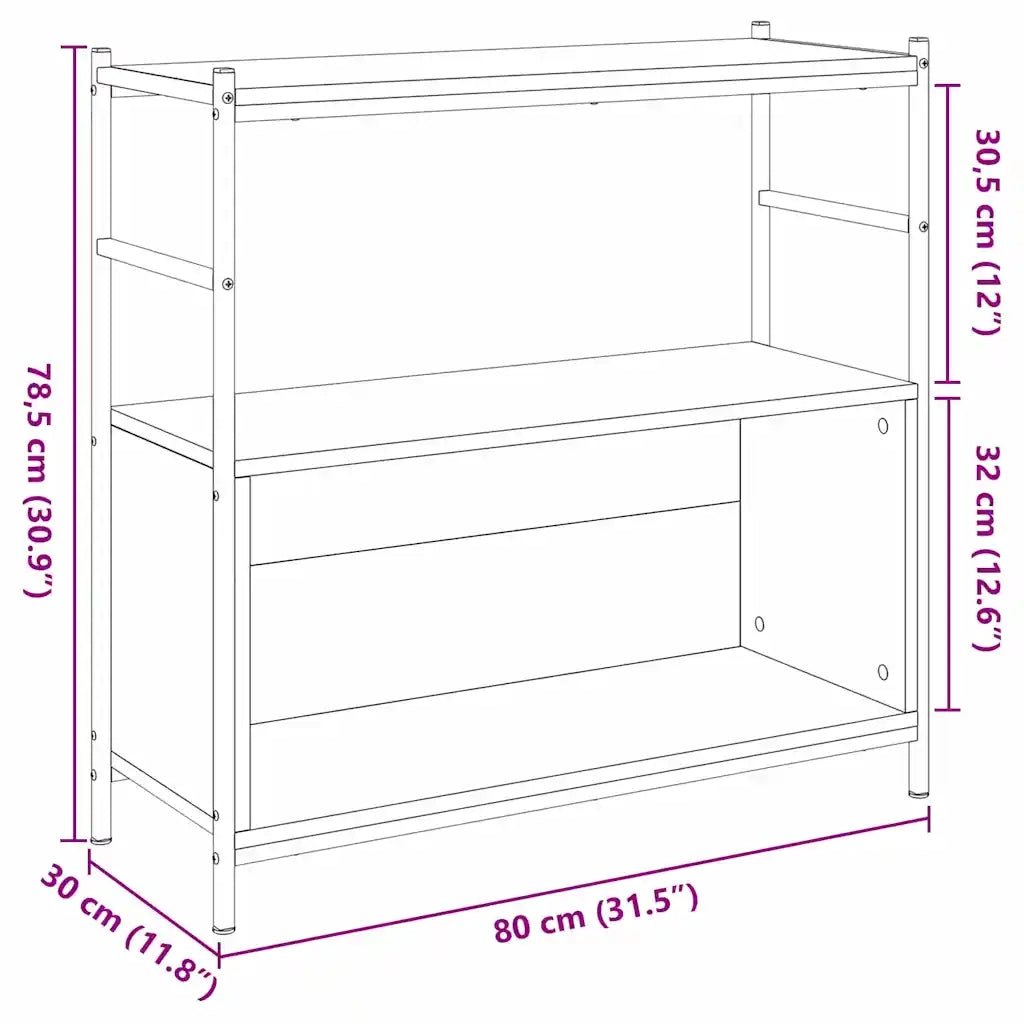 Libreria-Scaffale per Libri-Mobile di Stoccaggio Rovere fumo 80 x 30 x 78.5 cm Legno multistrato