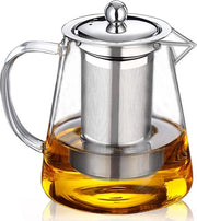 Pentola da tè da 750 ml con setaccio per tè in acciaio inossidabile termoresistente - per tè e caffè - caraffa per acqua - vetro borosilicato magnetron-resistente