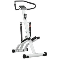 Stepper con 12 Livelli di Resistenza, Display LCD, 2 Ruote, 80 cm x 61 cm x 134 cm, Bianco e Nero