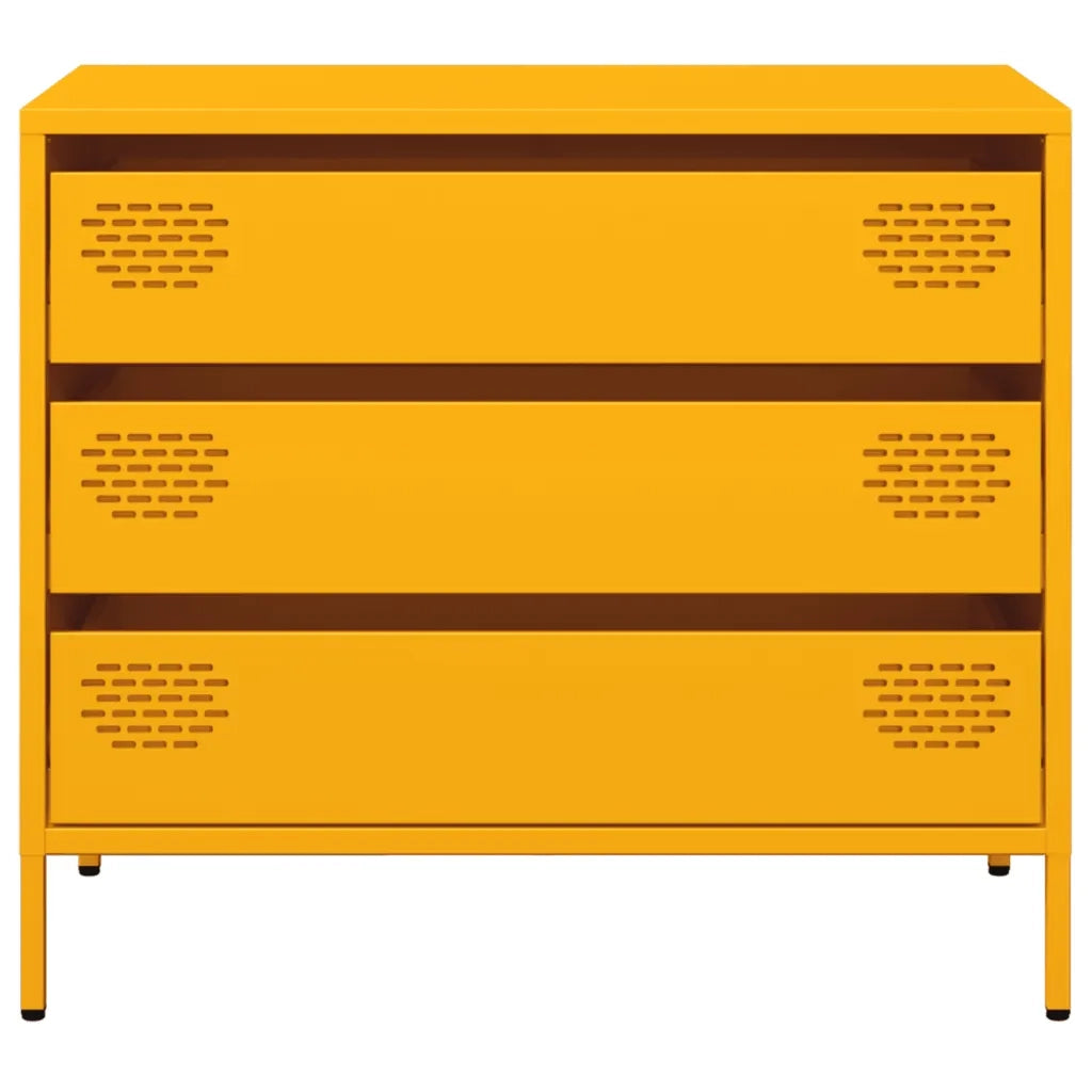 Credenza Giallo Senape 68x39x58,5 cm Acciaio Laminato a Freddo