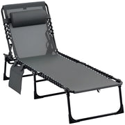 Chaise longue pliable ¨C zephmum ¨C grigio, textilene, acciaio, 189x58x30 cm