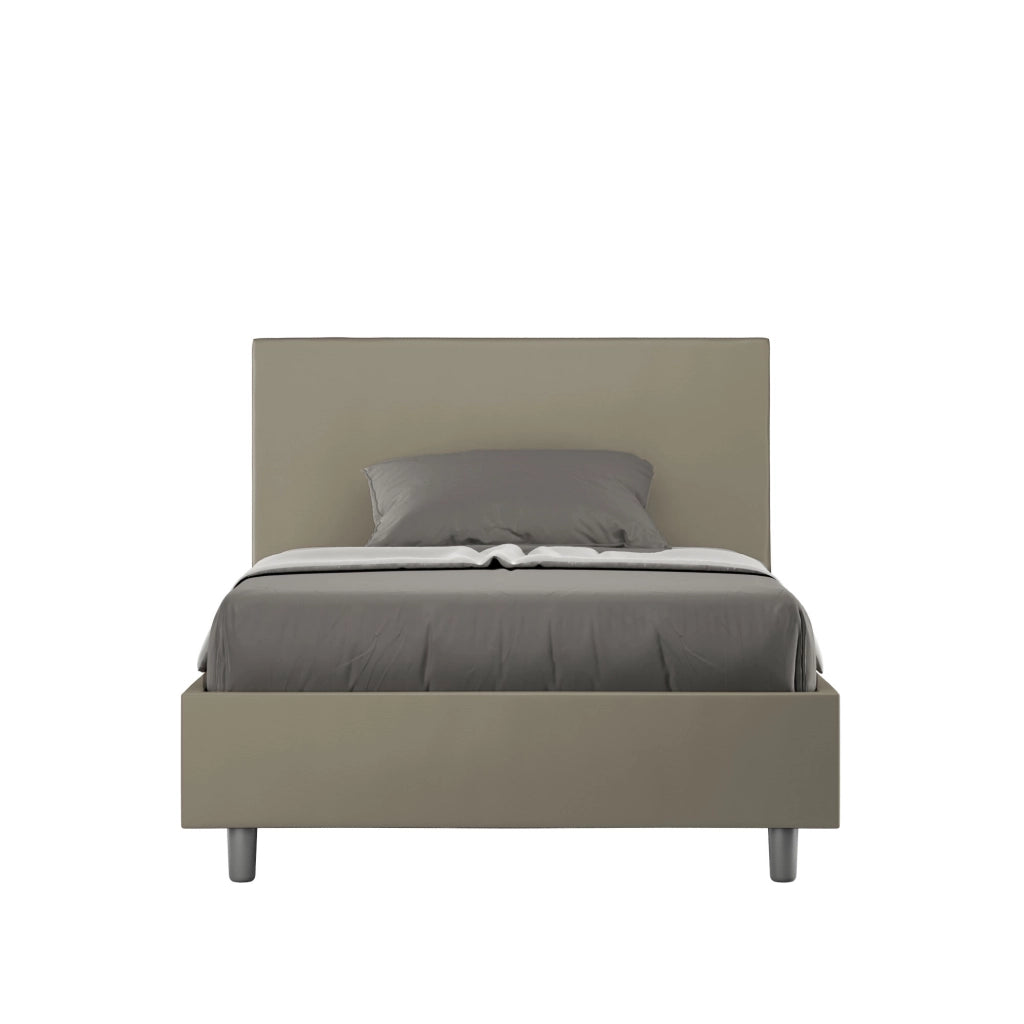 BS COM Letto una piazza e mezza con rete imbottito 120x210 similpelle cappuccino