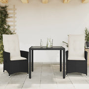 Set da BistrÃ² 3 pz con Cuscini Nero in Polyrattan