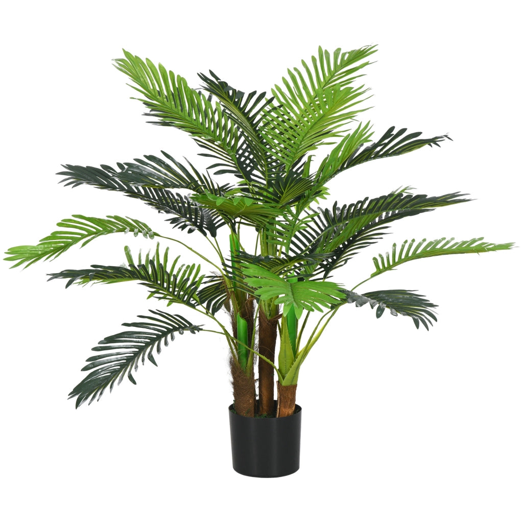 Palma artificiale verde in plastica con 5 tronchi, 105 cm