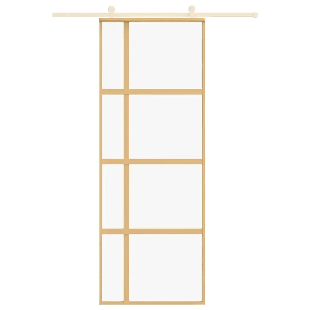 Porta Scorrevole Dorata 76x205 Vetro Trasparente ESG Alluminio