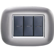 Trade Shop - Placca Oval 3 4 6 Moduli Colore Titanio Compatibile Bticino Axolute -  -3 Fori     -