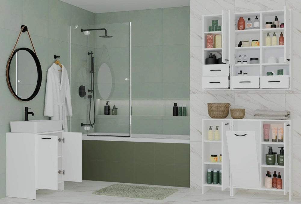 Mobile bagno NINA 2dum bianco 2 ante ripiani scaffale sotto lavabo