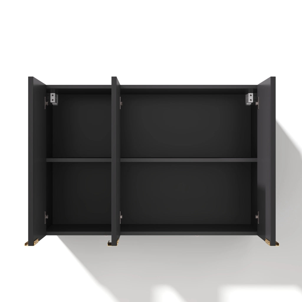 Pensile a parete 90x29x60 cm a 3 ante in MDF nero