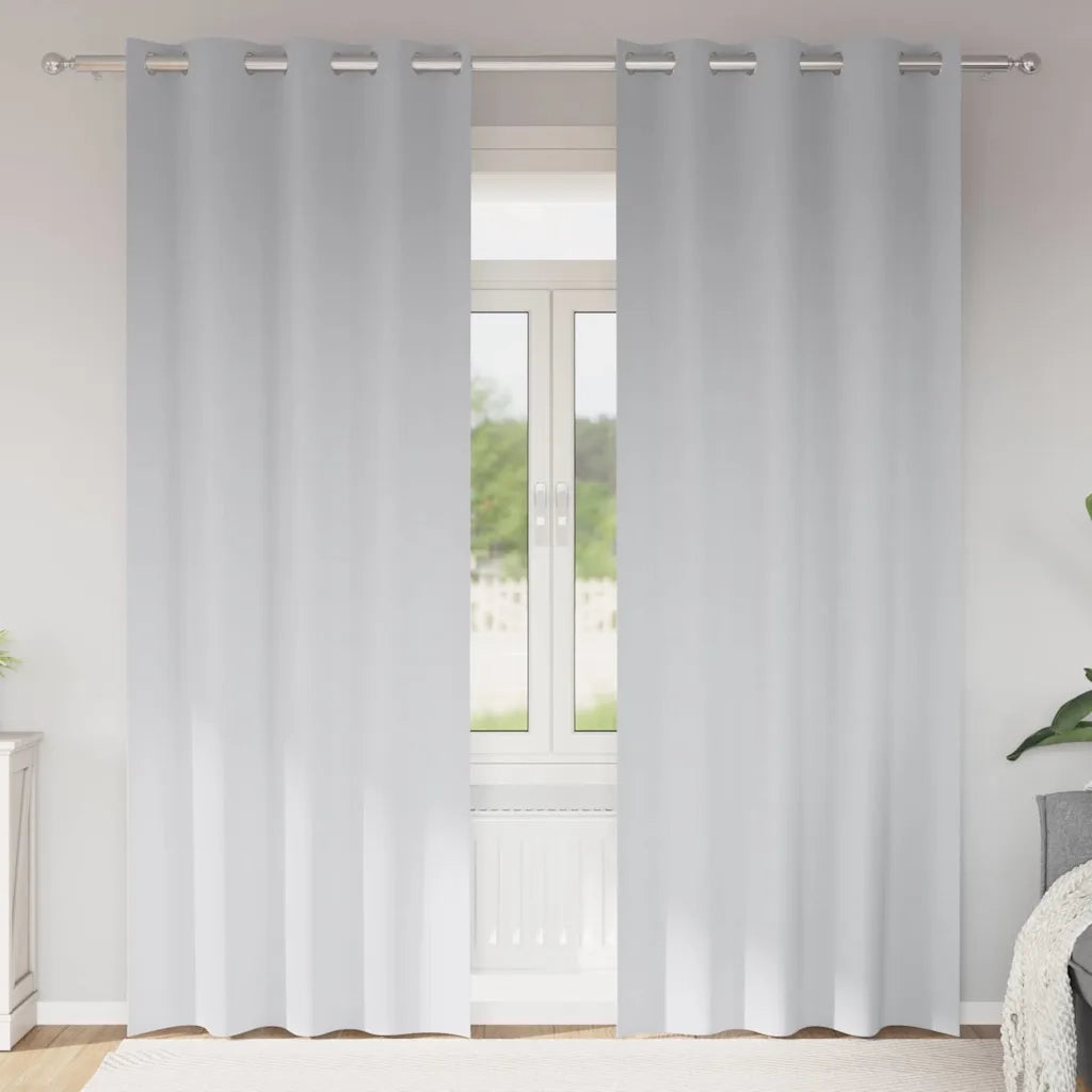 Tende Blackout con Anelli 2 pz Grigio Chiaro 260 x 140 cm 4107352