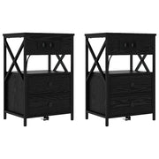 Set di 2 Comodini | Armadio da Notte | Mobiletto da notte con cassetto Rovere Nero 40 x 31 x 60 cm