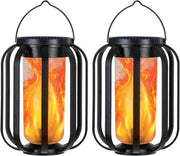 Due Lampioni Esterni a Energia Solare - Lampade Solari Idroresistenti con Effetto Fiamma - Lampada Decorativa da Appendere per Esterno - Lampada Solare per Giardino - Patio - Decorazione per Tavolo
