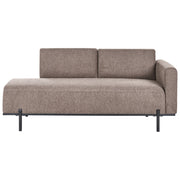 Chaise Lounge a destra marrone in finto lino Stile minimalista Gambe in metallo Chaise da salotto