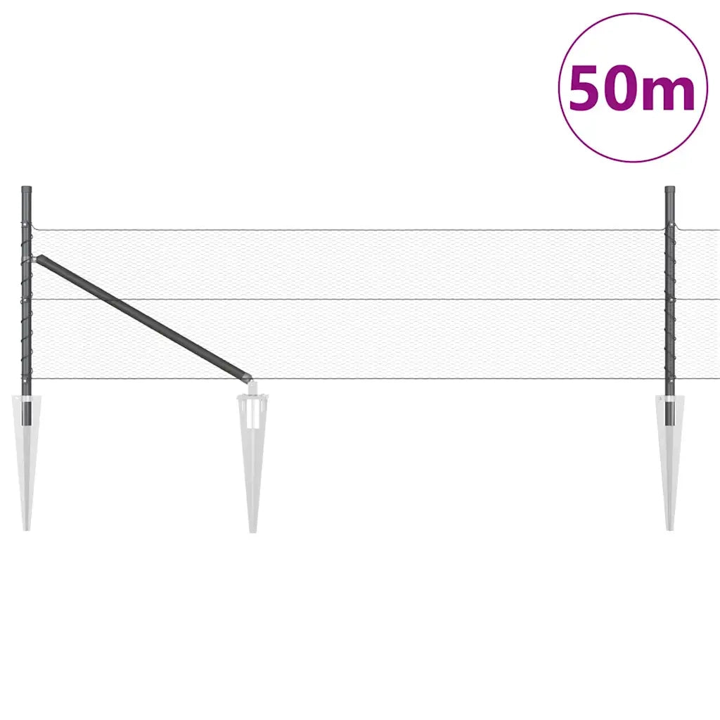 Palo della recinzione Grigio 50 x 0,5 m (maglia 13 mm)