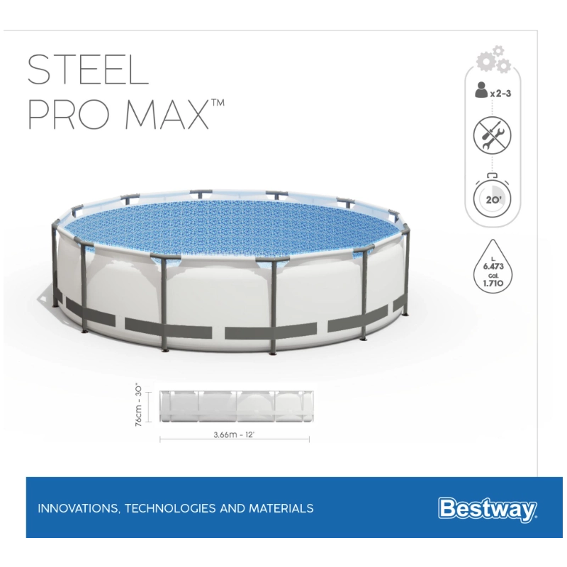 Piscina fuori terra rotonda con telaio in acciaio e pompa filtro inclusa, diametro 366 cm altezza 76 cm capacità 6473 L - Bestway
