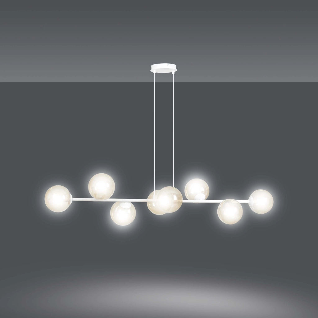 Lampadario Emibig ROSSI bianco/miele 8xE14 in vetro