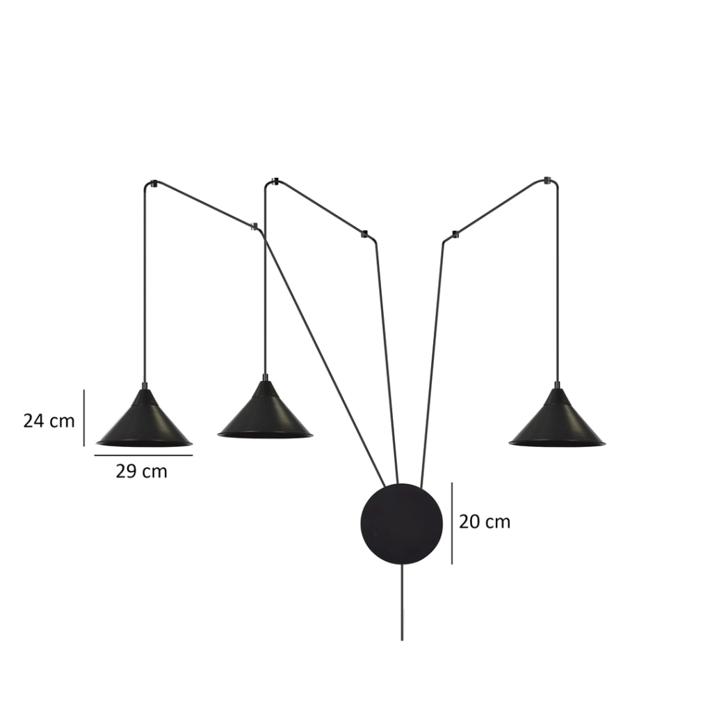 Lampadario Emibig Abramo moderno metallo nero triplo 3xE27
