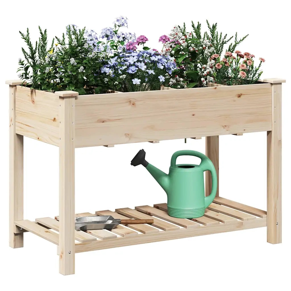 Fioriere | Cassetta per fiori | Vaso da giardino con lo scaffale Beige 115 x 59 x 76,5 cm