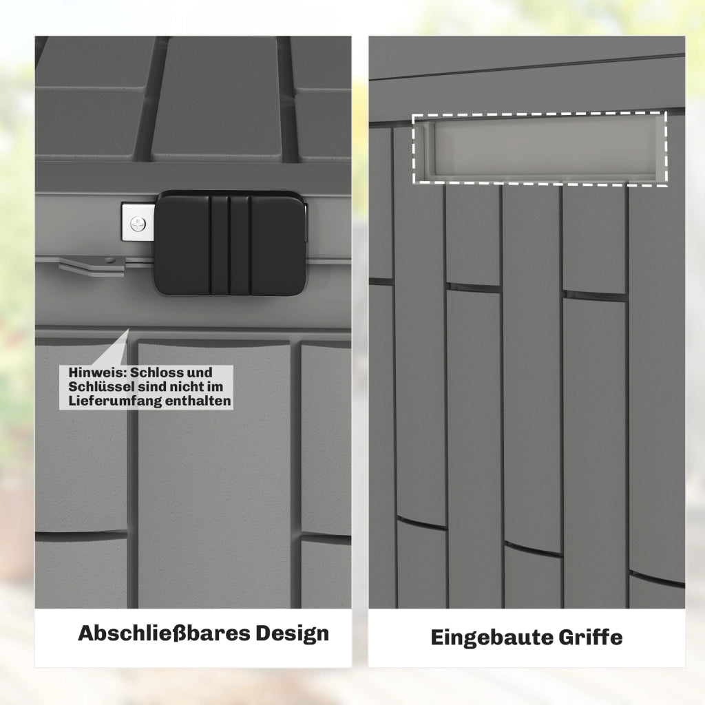 Cassa da giardino 227 litri impermeabile ¨C zephmum ¨C Grigio 106.5x43x54.5cm
