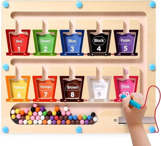 Giocattolo educativo per bambini di 2-4 anni, labirinto magnetico in legno con numeri colorati, attività di tavolo per bambini, giocattolo didattico per bambini di 2-4 anni, regalo per bambine di 3-5 anni