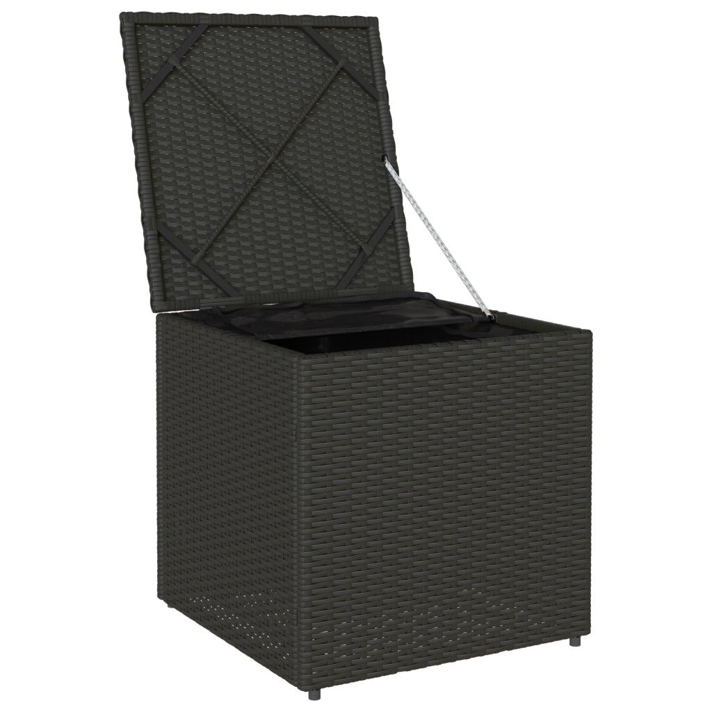 Scatola di Stoccaggio per Esterni Nero e Panna Rattan, Poliestere