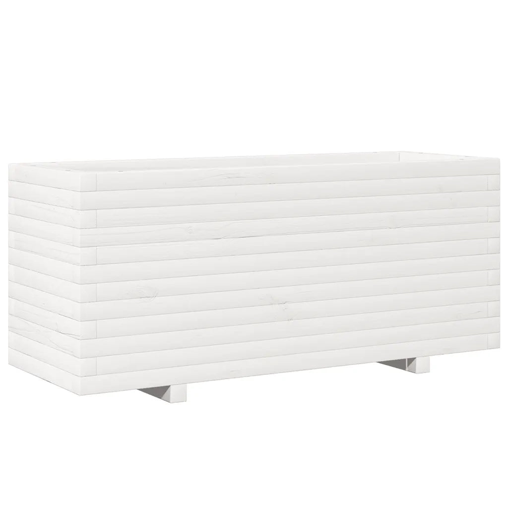 Fioriera da Giardino Bianca 110x40x49,5 cm Legno Massello Pino