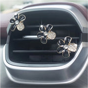 Pack di Clip Ontluchter Decorativi a Foggia di Fiore - 6 pezzi - Clip di Scarico - Decorazione Auto Carina - Legering con Strass - Dimensioni 2,4 x 2,4 cm
