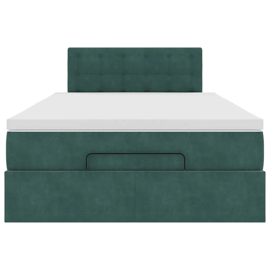 Pouf Letto con Materasso e LED Verde Scuro 120x190cm in Velluto 3312755