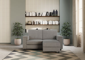 Divano 2 Posti con Pouf 168x145x85 cm Marrak in Tessuto Grigio