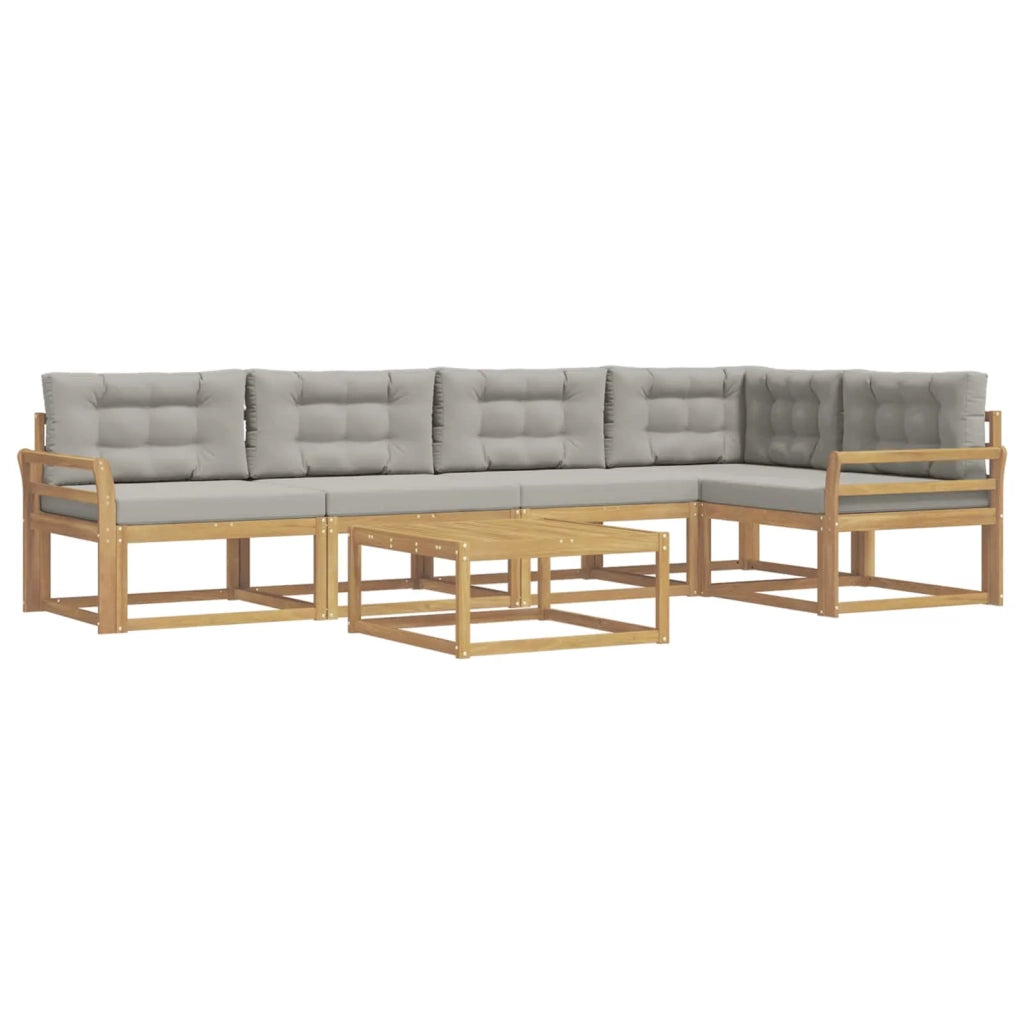 Set di divani da esterno 6 pcs Bianco e Grigio Chiaro