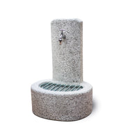 Fontana da Giardino Senza Rubinetto in Cemento Granulato di Marmo Biella Bianco/Nero