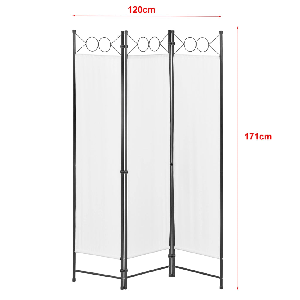 Paravento Pieghevole Saragossa in 3 Pannelli Parete Divisoria 171 x 120 cm - Bianco [en.casa]