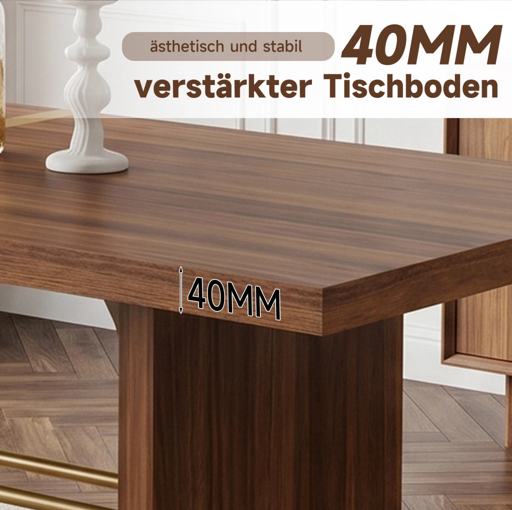 Tavolo da pranzo 180x75 cm in MDF noce e oro