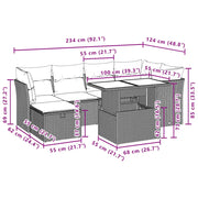 vidaXL Set Divani da Giardino 7 pz con Cuscini Beige in Polyrattan