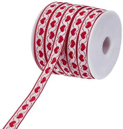 Jacquardlint con disegno a cuore in rilievo - Ideale per regali - Rosso - Tessuto e cucito - Lunghezza 18,3 m - Accessori per abbigliamento