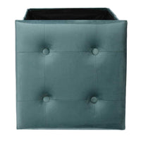 Pouf Contenitore Pieghevole 38x38xh38 cm in Velluto Verde Salvia