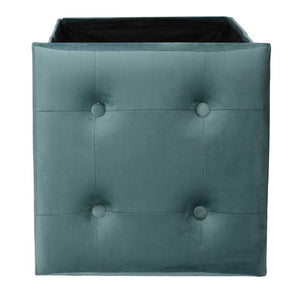 Pouf Contenitore Pieghevole 38x38xh38 cm in Velluto Verde Salvia