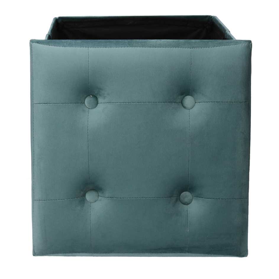 Pouf Contenitore Pieghevole 38x38xh38 cm in Velluto Verde Salvia