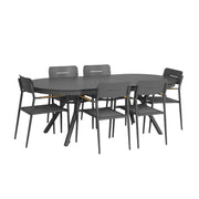 Set tavolo da giardino ovale estensibile in alluminio con 6 sedie,