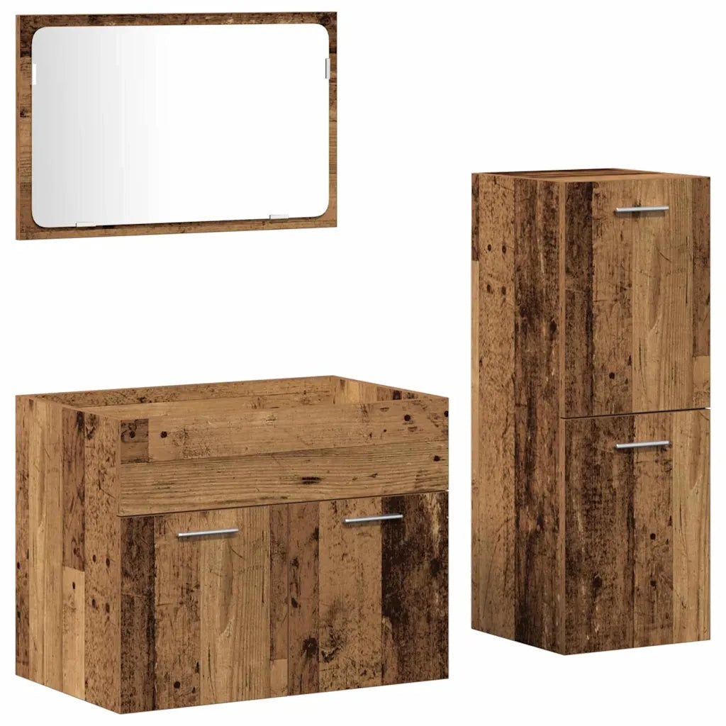 Set di mobili per il bagno con porta 3 pcs Legno vecchio 3332497