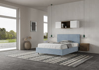 Letto Matrimoniale 160x210 cm con Rete Adele Azzurro