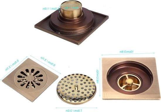 Set di Scarico Quadrato Stile Europeo Antico in Ottone per Bagno