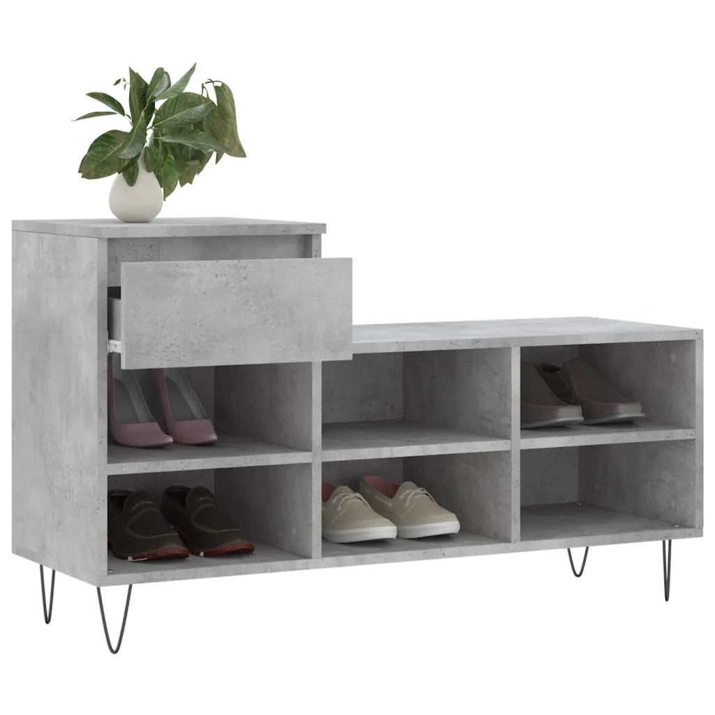 Scarpiera Grigio Cemento 102x36x60 cm in Legno Multistrato 831368