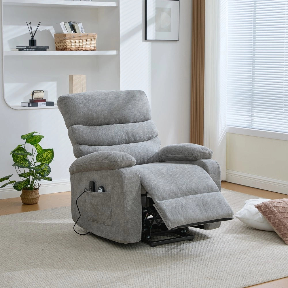 Poltrona Relax Elettrica Alzapersona Massaggiante con Poggiapiedi ¨C MINIMAL ¨C Grigio
