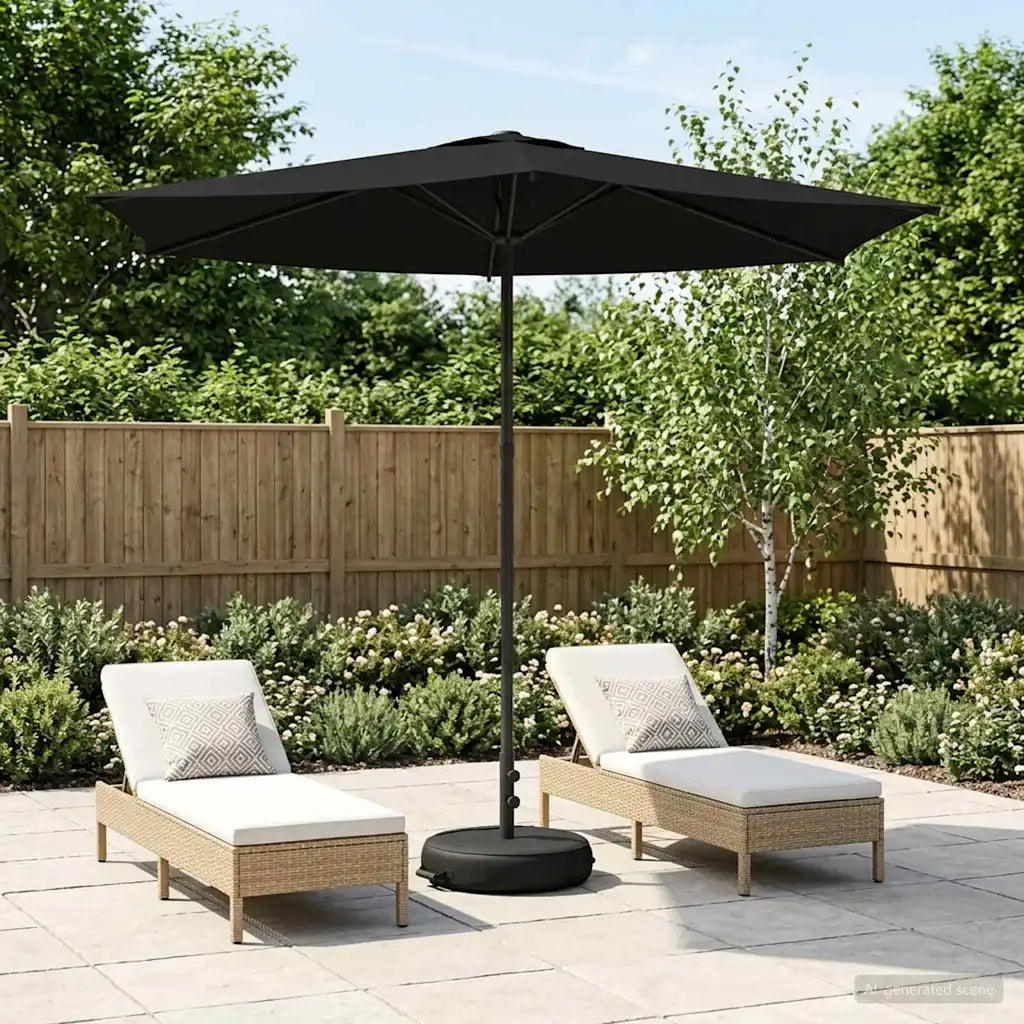Ombrello da giardino 270 x 270 cm Poliestere Rettangolare Nero 42036227